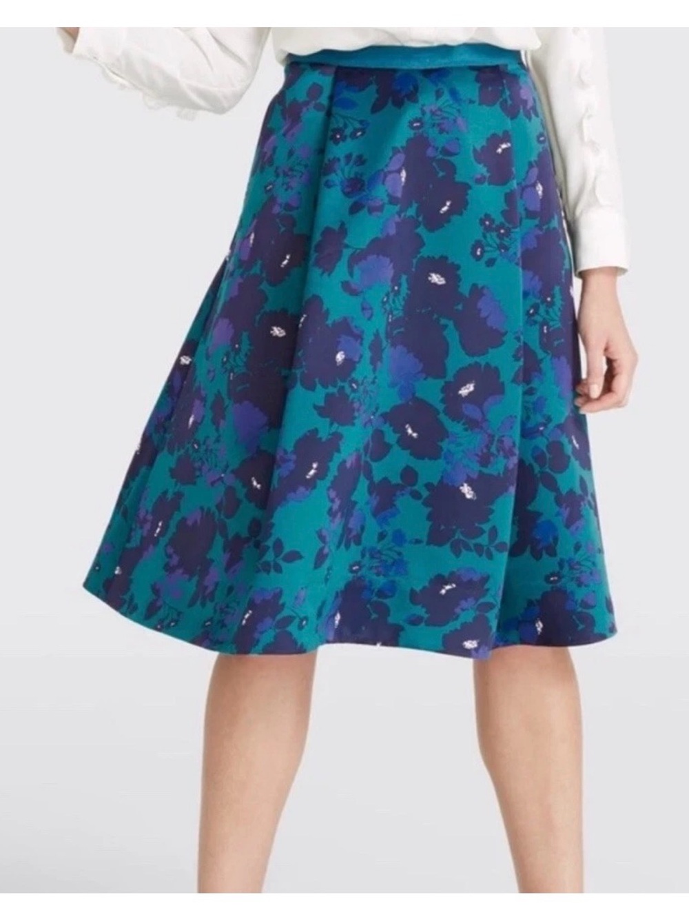 Draper James Navy Floral Midi Skirt with Subtle Embellishment